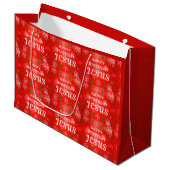Christliche Weihnachtsgeschenktüten Frohen Geburts Große Geschenktüte (Vorderseite Schrägansicht)