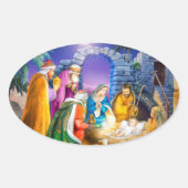 Christliche Weihnachtskarte Ovaler Aufkleber (Vorderseite)