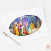 Christliche Weihnachtskarte Ovaler Aufkleber (Umschlag)