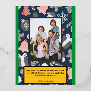 Christliche Weihnachtskarte und Liebe Folien Feiertagspostkarte