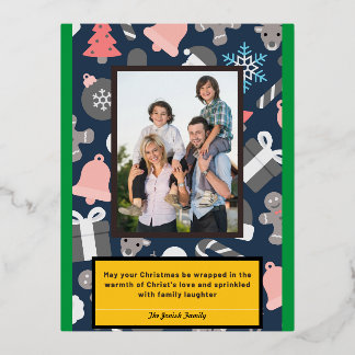 Christliche Weihnachtskarte und Liebe Folien Feiertagspostkarte