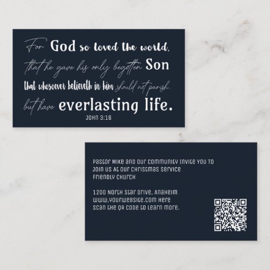 Christliche Weihnachtskirche der Inspirationsbibel Visitenkarte (Vorne/Hinten)