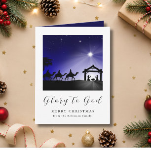 Christliche Weihnachtskrippe Ehre sei Gott Feiertagskarte