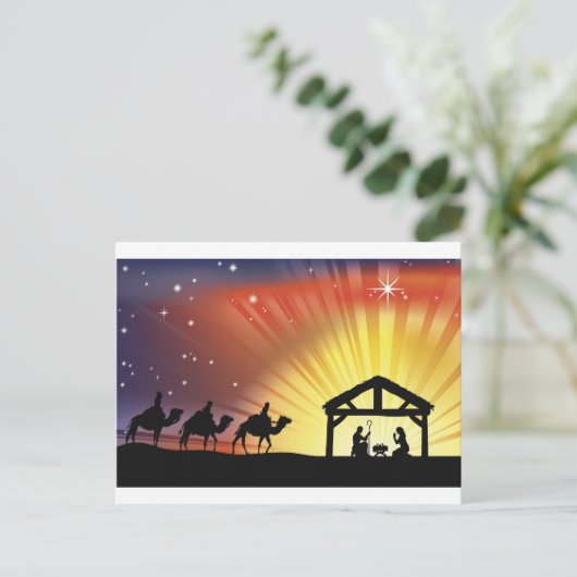 Christliche Weihnachtskrippe Feiertagspostkarte (Stehend Vorderseite)