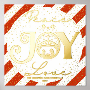 Christliche Weihnachtskrippe Gold Peace Joy Liebe Foliendrucke