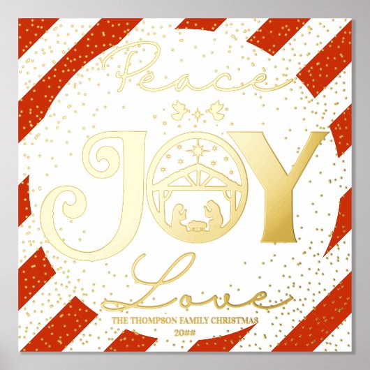 Christliche Weihnachtskrippe Gold Peace Joy Liebe Foliendrucke (Vorderseite)