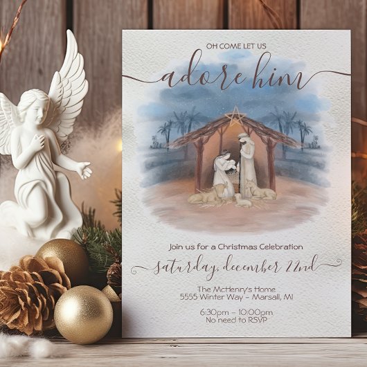 Christliche Weihnachtskrippe Jesus, Maria und Jose Einladung