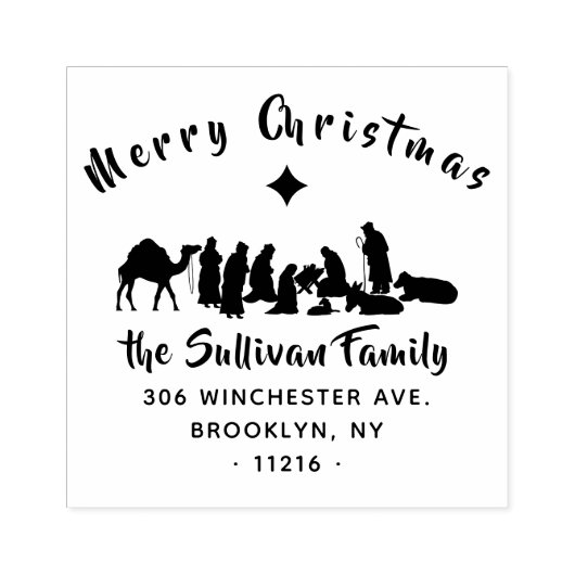 Christliche Weihnachtskrippe Rücksendeadresse Gummistempel (Prägung)