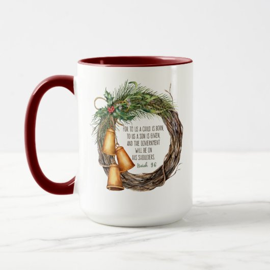 Christliche Weihnachtskriptur Wreath Red Tasse (Links)