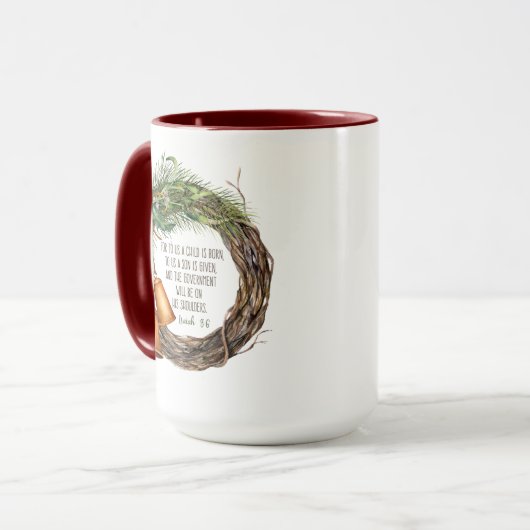 Christliche Weihnachtskriptur Wreath Red Tasse (Vorderseite Links)