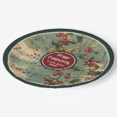 Christliche Weihnachtslieder Heilige Beeren Pappteller (Schrägansicht)