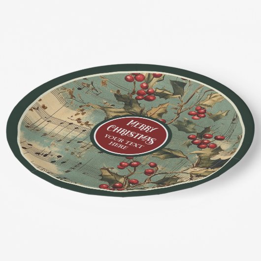 Christliche Weihnachtslieder Heilige Beeren Pappteller (Schrägansicht)