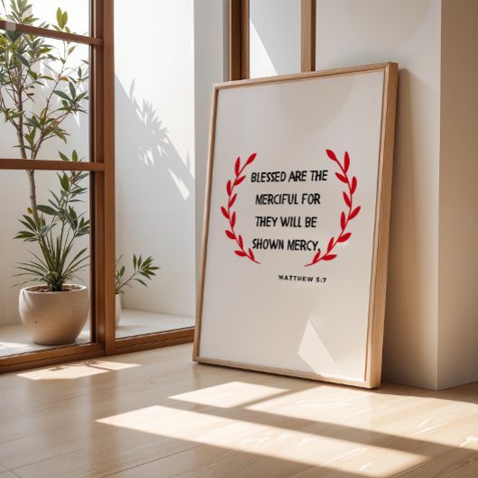 Christliche Weihnachtsmauer Matthew 5:7 Poster