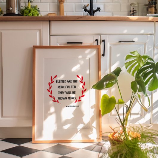 Christliche Weihnachtsmauer Matthew 5:7 Poster