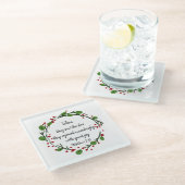 Christliche Weihnachtsschrift Glasuntersetzer (Schrägansicht)