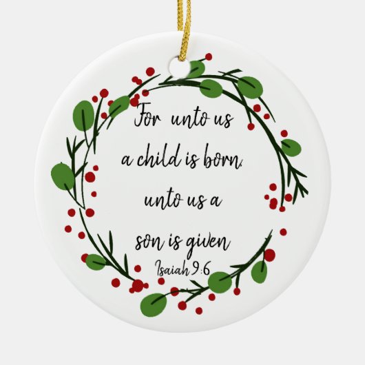 Christliche Weihnachtsschrift Inspiration Verse Keramik Ornament (Vorne)