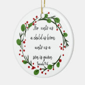 Christliche Weihnachtsschrift Inspiration Verse Keramik Ornament (Links)