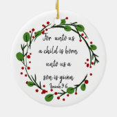 Christliche Weihnachtsschrift Inspiration Verse Keramik Ornament (Hinten)