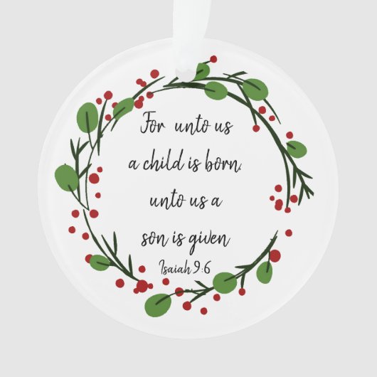 Christliche Weihnachtsschrift Inspiration Verse Ornament (Vorderseite)