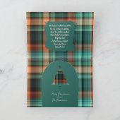 Christliche Weihnachtsschrift Kariertes Design Feiertagskarte (Innenseite)