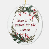 Christliche Weihnachtsschrift Keramik Ornament (Links)