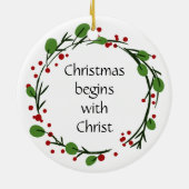 Christliche Weihnachtsschrift Keramik Ornament (Hinten)