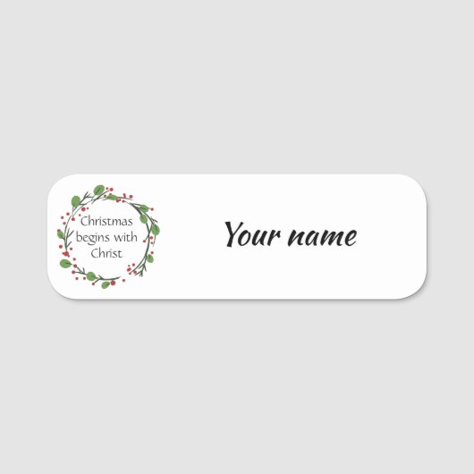 Christliche Weihnachtsschrift Namensschild (Vorderseite)
