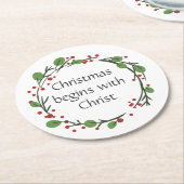 Christliche Weihnachtsschrift Runder Pappuntersetzer (Angewinkelt)