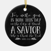 Christliche Weihnachtsverse Typografie Holiday Fot Keramik Ornament (Vorne)