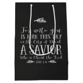 Christliche Weihnachtsverse Typografie Mittlere Geschenktüte (Rückseite)