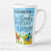 Christliche Whimsikflorale geben Dank Bibel Verse Milchtasse (Rechts)