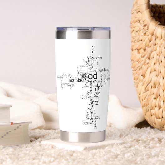 Christliche Wörter personalisiert Thermobecher (Wohnzimmer (gedreht))