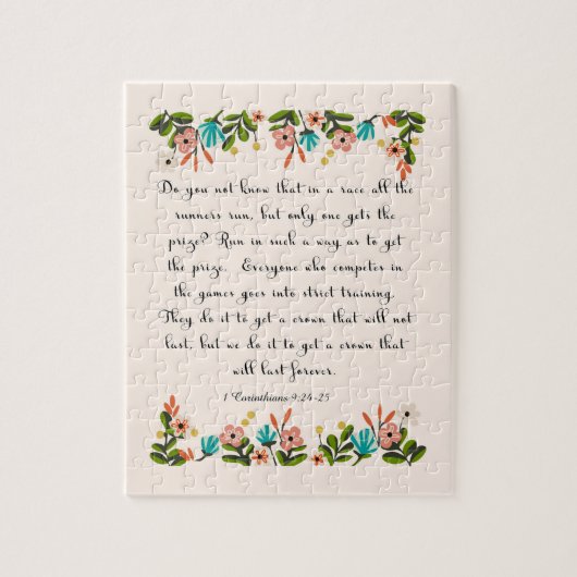Christliche Zitat-Kunst - 1 Korinther-9:24 - 25 Puzzle (Vertikal)