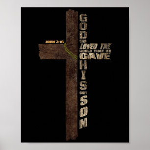 Christliche Zitate Cross Bible Verse John 3.16 Rus Poster
