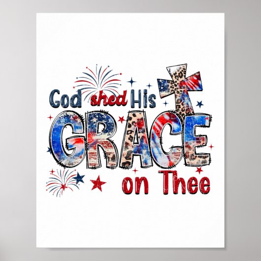 Christlicher 4. Juli schüttelte Gott seine Gnade a Poster (Vorne)