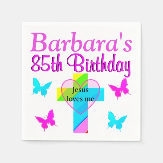 CHRISTLICHER 85. GEBURTSTAG PERSONALISIERTE NAPKIN SERVIETTE (Vorderseite)