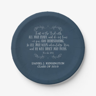 Christlicher Abschluss Bibel Verse Typografie Blau Pappteller