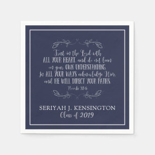 Christlicher Abschluss Bibel Verse Typografie Blau Serviette