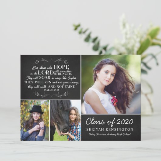 Christlicher Abschluss Bible Verse isaiah 40 Foto Einladung (Stehend Vorderseite)