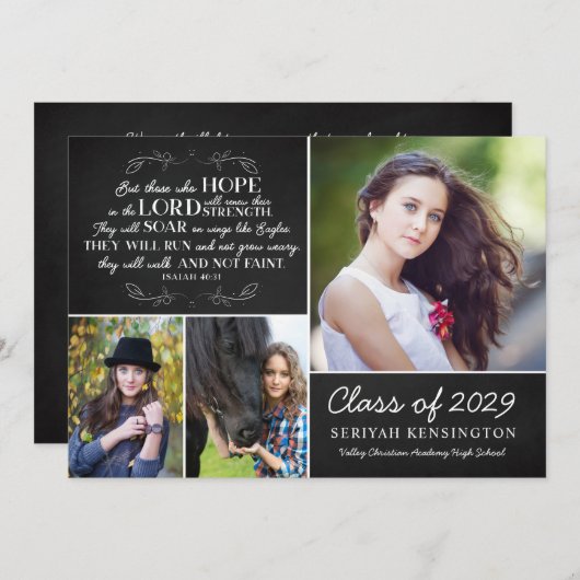 Christlicher Abschluss Bible Verse Isaiah 40 Foto Einladung (Vorne/Hinten)