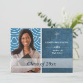 Christlicher Abschluss Foto Ankündigung Blauer Tex (Stehend Vorderseite)