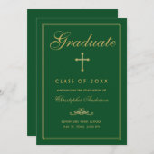 Christlicher Abschluss Green Gold Cross Script Ankündigung (Vorne/Hinten)