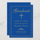 Christlicher Abschluss Royal Blue Cross Script Ankündigung (Vorne/Hinten)