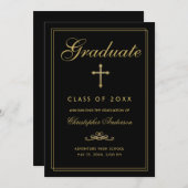 Christlicher Abschluss Schwarzes Gold Cross-Script Ankündigung (Vorne/Hinten)