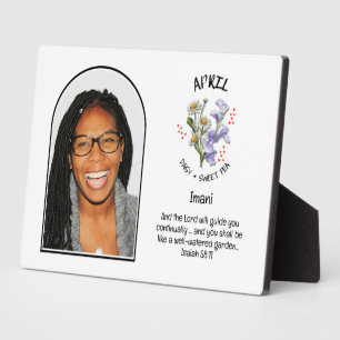 Christlicher APRIL Geburtsmonat Blume NAME FOTO Fotoplatte