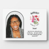 Christlicher AUGUST Geburtsmonat Blume NAME FOTO Fotoplatte (Vorderseite)