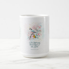 Christlicher Becher | „Sei still“ Florales Skript Kaffeetasse