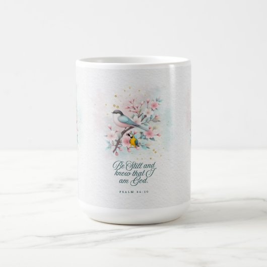 Christlicher Becher | „Sei still“ Florales Skript Kaffeetasse (Mittel)