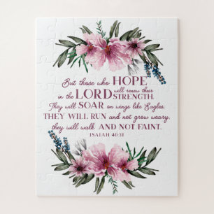Christlicher Bibelvers Blush Pink Floral Puzzle