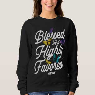 Christlicher Bibelvers Lukas 128 Blume Schmetterli Sweatshirt
